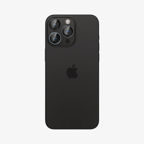 AGL07163 - iPhone 15 Pro / 15 Pro Max Optik Pro Lens Protector in natural titanium showing the device